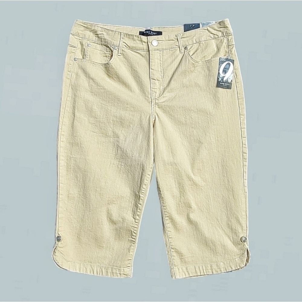 Stretch Cotton Blend Beige Women’s Capri Jeans
